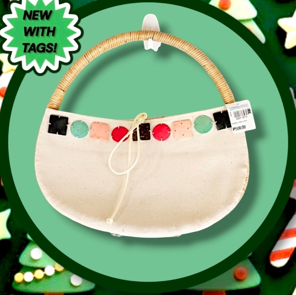 🧵NWT Balikbayan Handicrafts Wicker Canvas Handbag - Picture 1 of 6